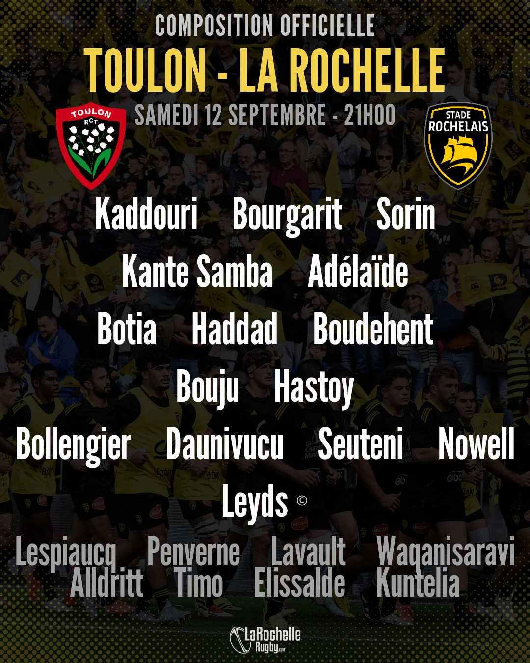 Toulon - La Rochelle : La compo du Stade Rochelais révélée pour le match de samedi en Top 14