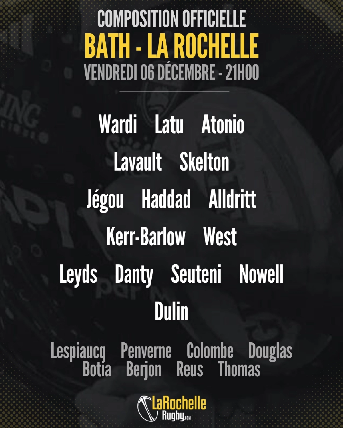 Bath La Rochelle : La composition du Stade Rochelais !
