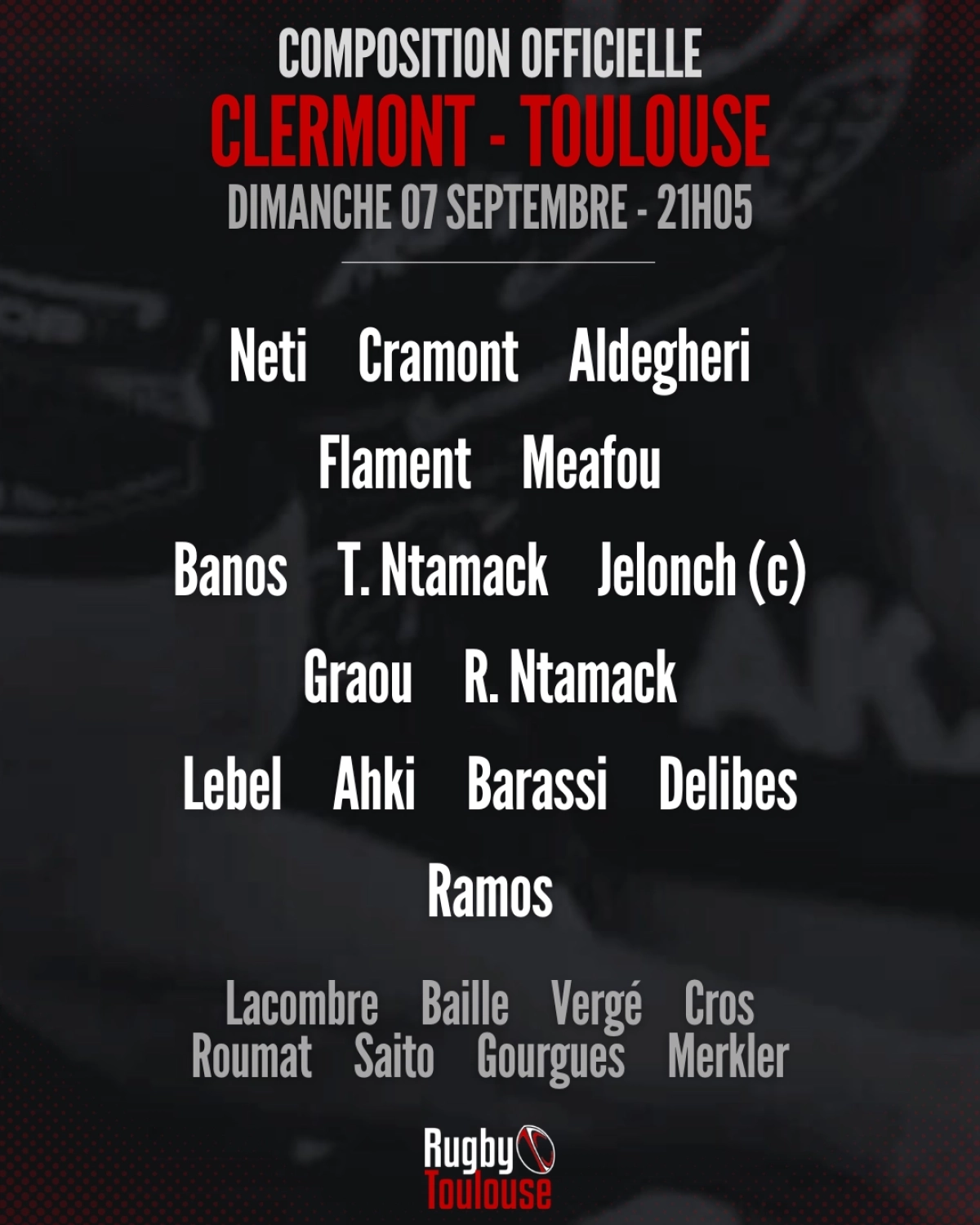 Clermont-Toulouse (Top 14) : La compo du Stade Toulousain tombe pour dimanche !