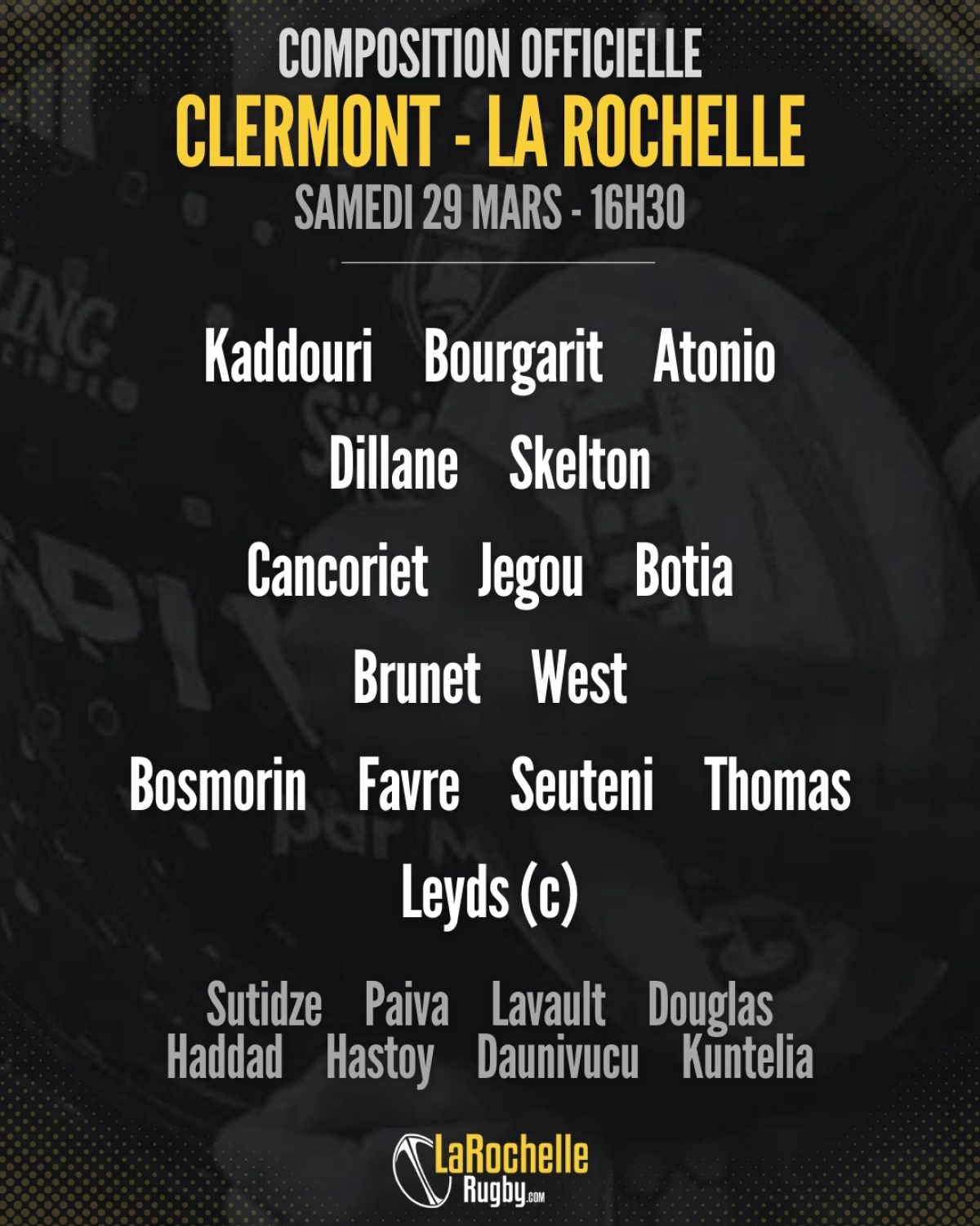 Clermont vs La Rochelle : Les compositions d'équipes dévoilées pour le match !