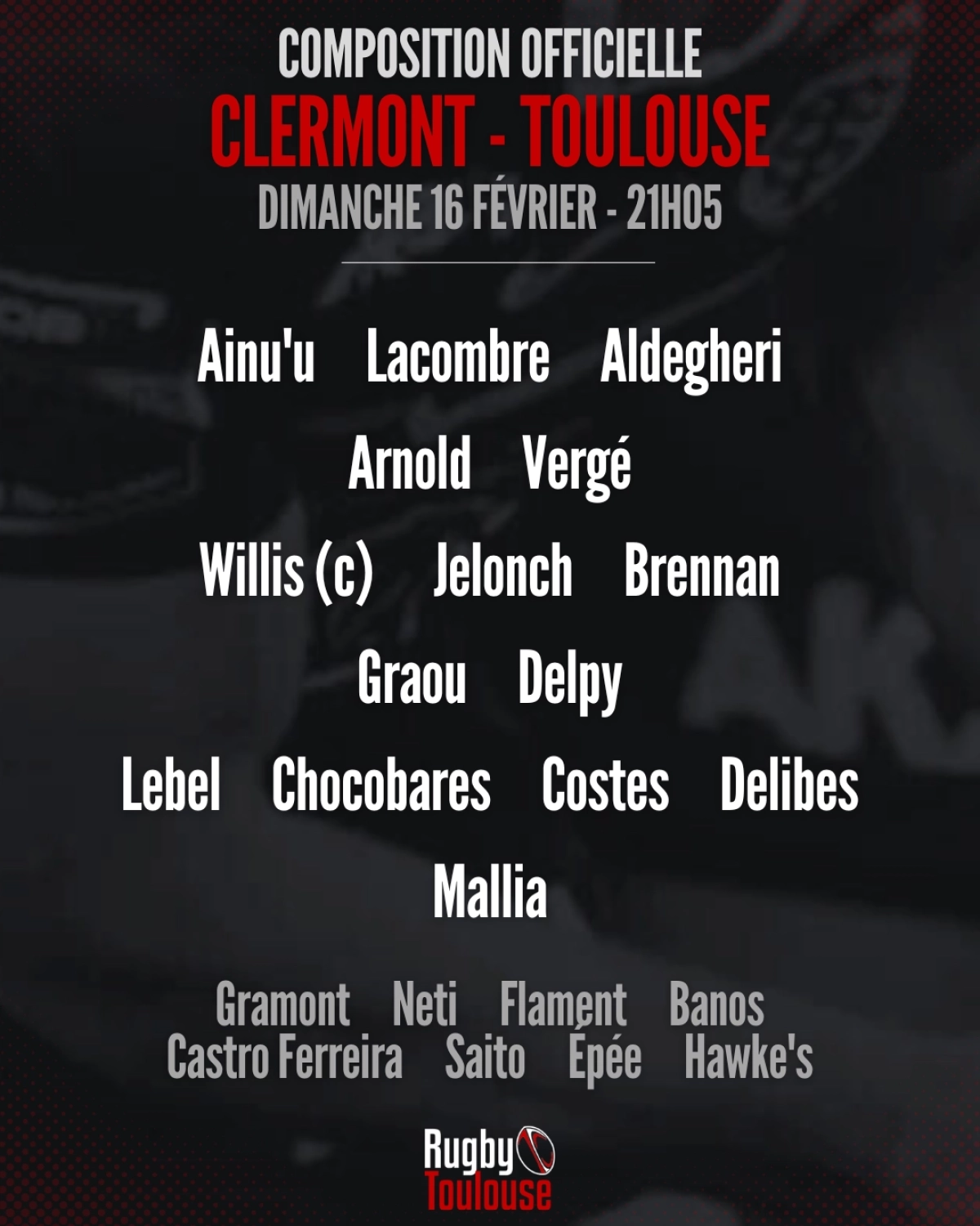 Clermont vs Stade Toulousain : Les compositions dévoilées pour le match de Top 14 !