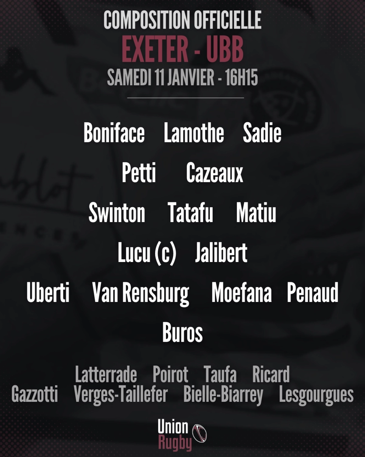 Exeter vs UBB Bordeaux : Découvrez les compositions pour le match de Champions Cup !
