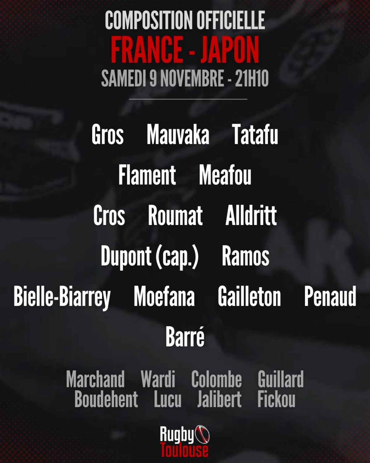 France Japon : La composition des Bleus ! Avec de nombreux toulousains