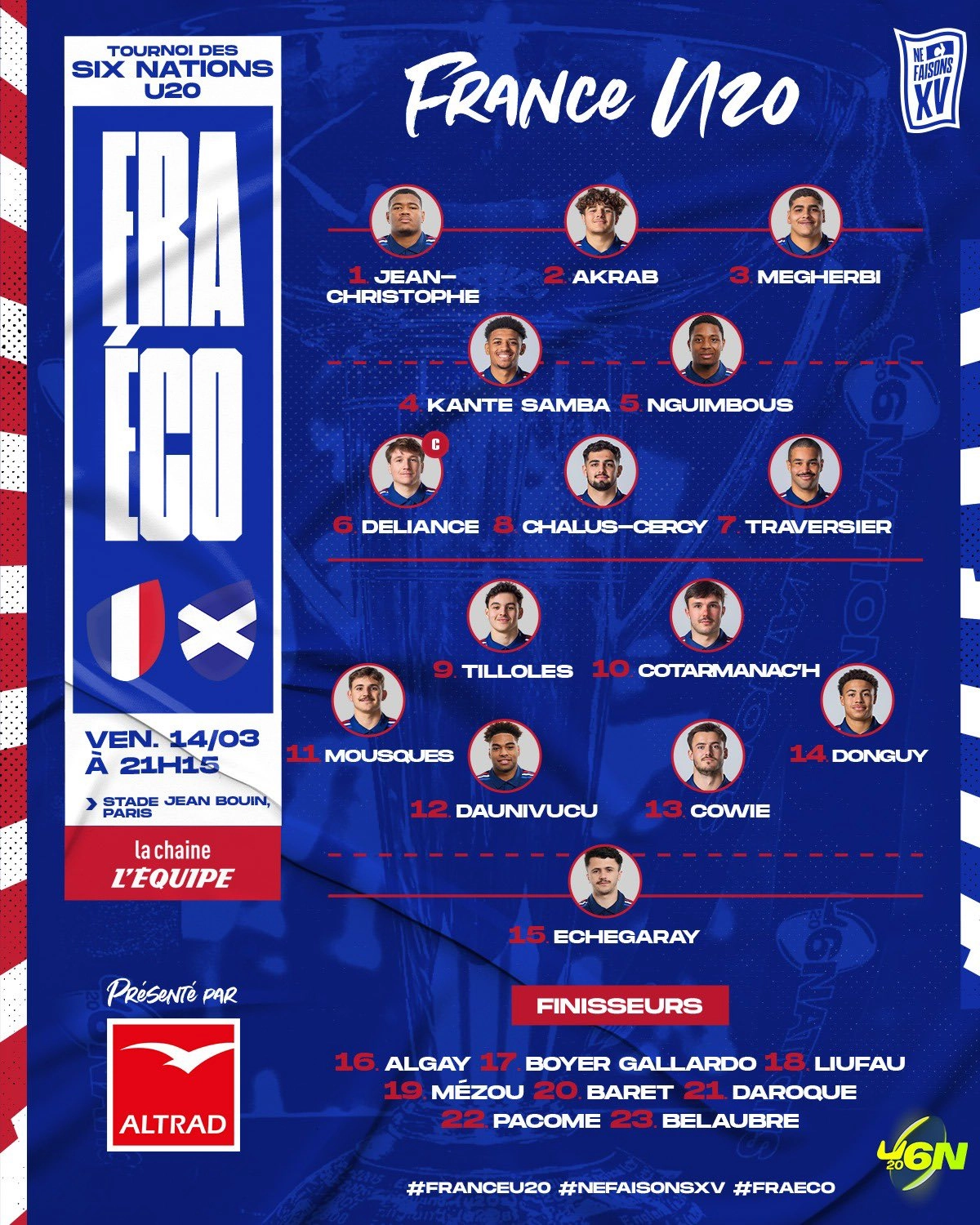 France U20 : Les Rochelais Simeli Daunivucu et Charles Kante Samba titulaires