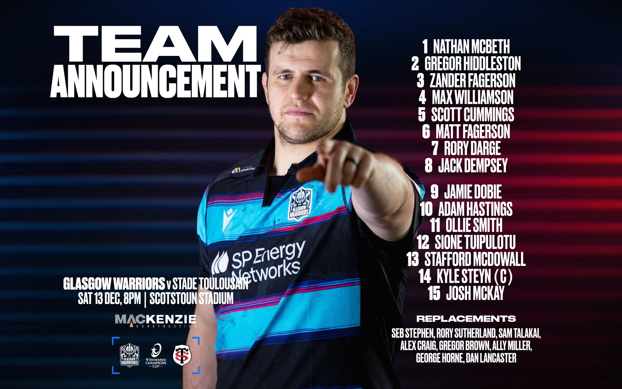 Glasgow - Toulouse : La compo officielle du Stade Toulousain dévoilée pour le match de samedi