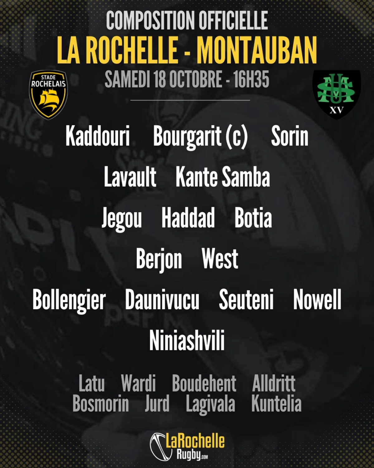 La Rochelle - Montauban : La compo du Stade Rochelais pour le match de samedi