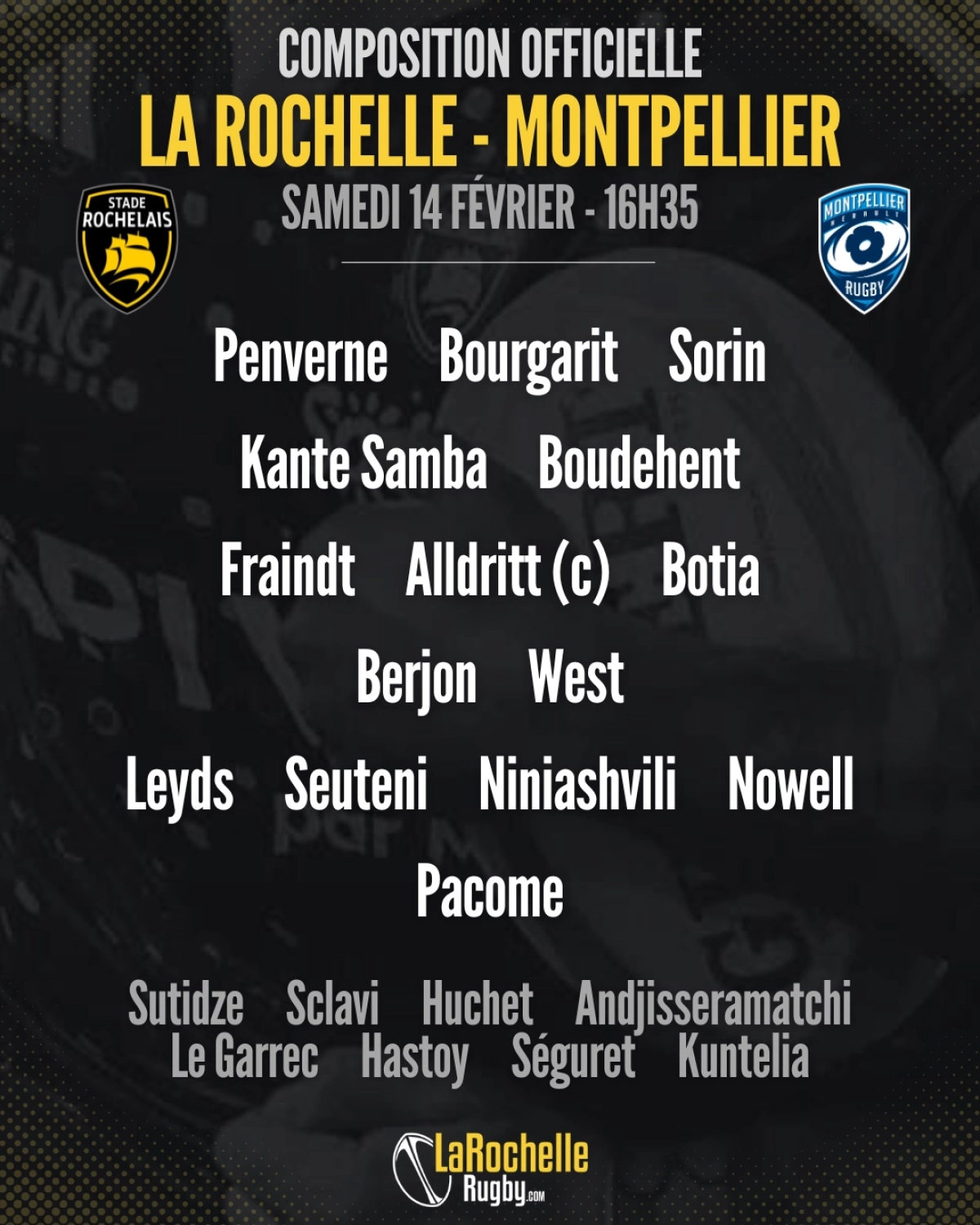 La Rochelle - Montpellier : La compo officielle du Stade Rochelais dévoilée pour le match de samedi en Top 14