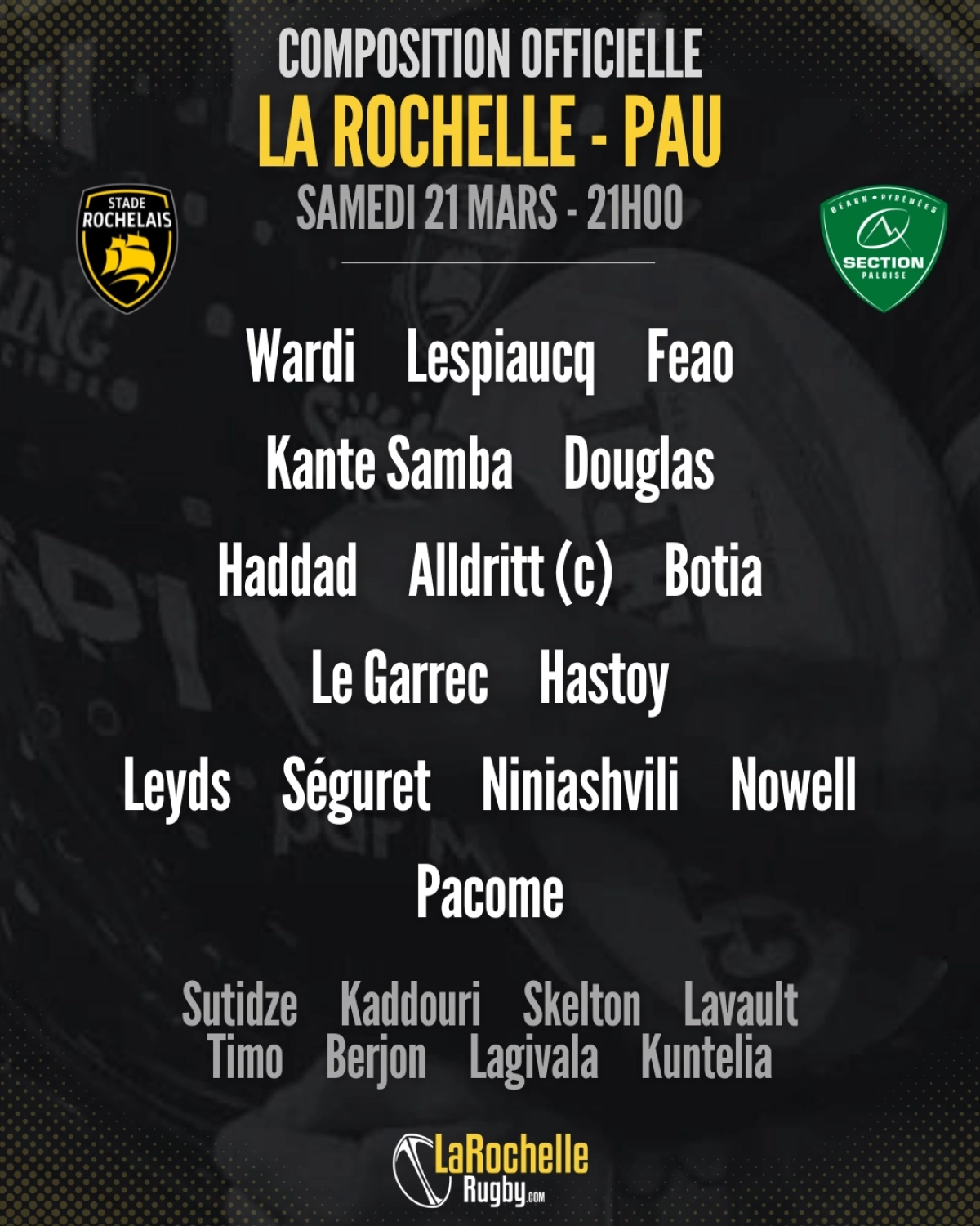 La Rochelle - Pau : La compo officielle du Stade Rochelais dévoilée pour le match de samedi en Top 14