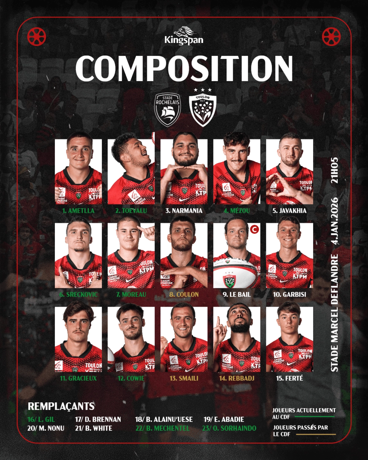 La Rochelle - Toulon : La compo officielle du Stade Rochelais dévoilée pour le choc de dimanche soir