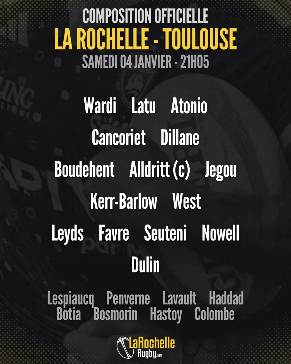 La Rochelle vs Toulouse : Découvrez les compositions pour la 14ème journée de Top 14