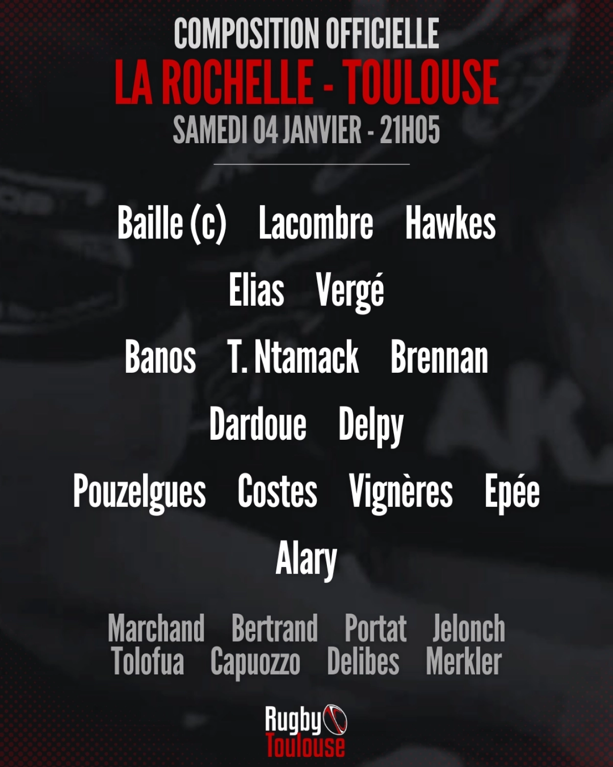 La Rochelle vs Toulouse : Les compositions d'équipes dévoilées !