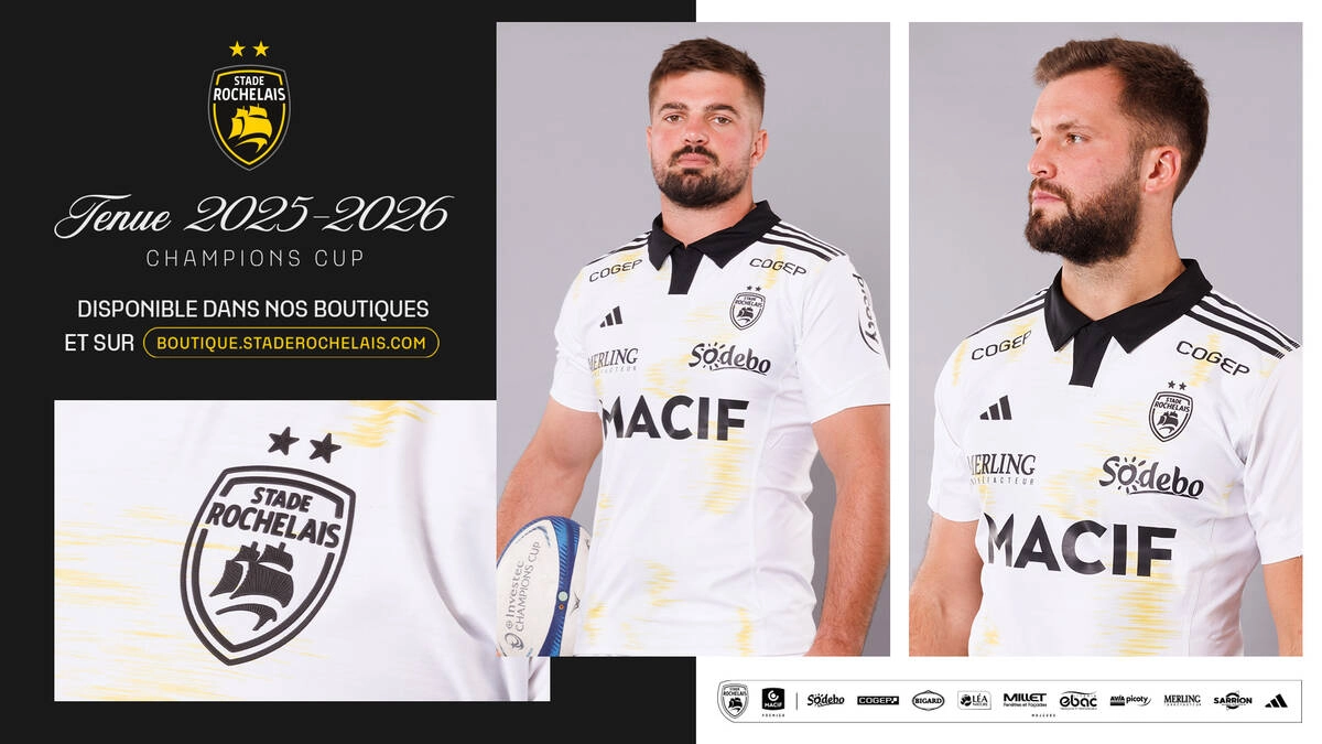 Le Stade Rochelais dévoile son nouveau maillot Champions Cup 2025-2026 !
