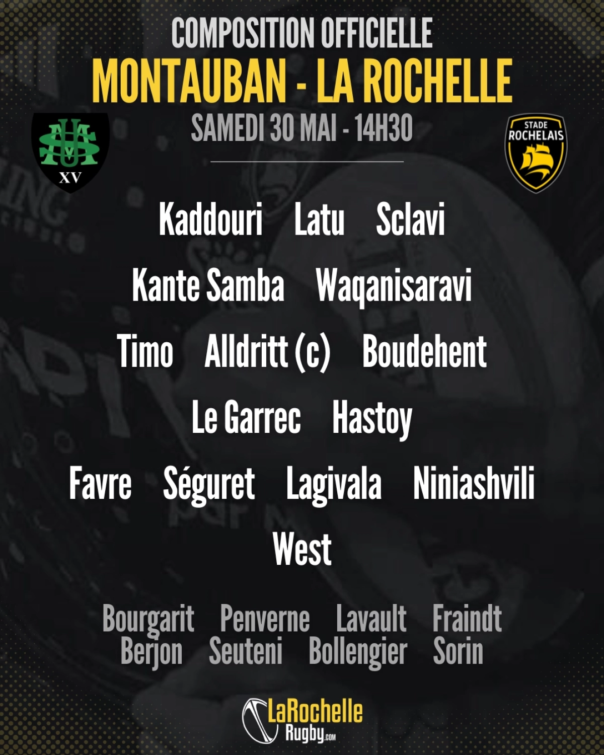 Montauban - La Rochelle : La compo du Stade Rochelais dévoilée pour le match de samedi en Top 14