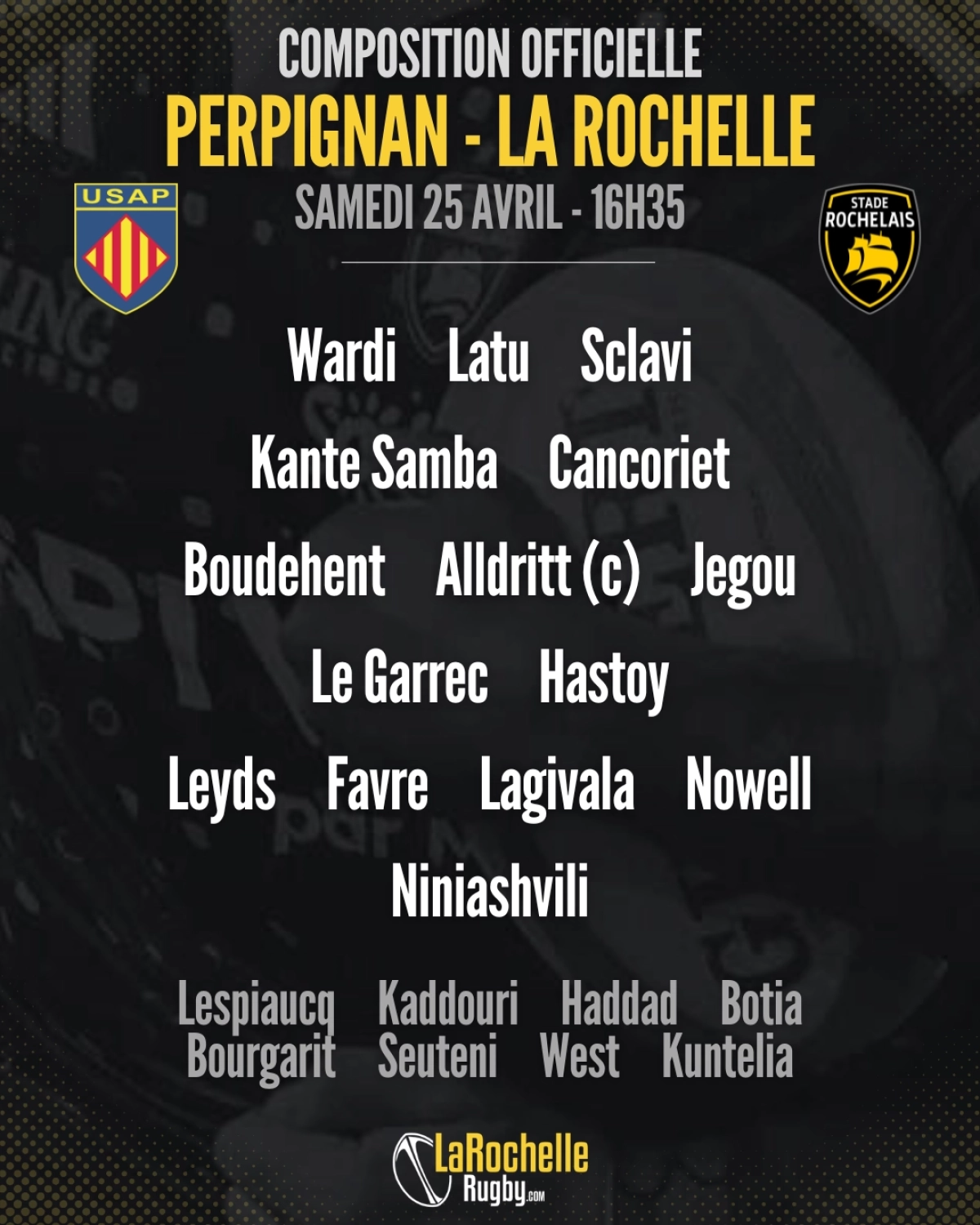 Perpignan - La Rochelle : La compo officielle du Stade Rochelais révélée pour le match de samedi en Top 14