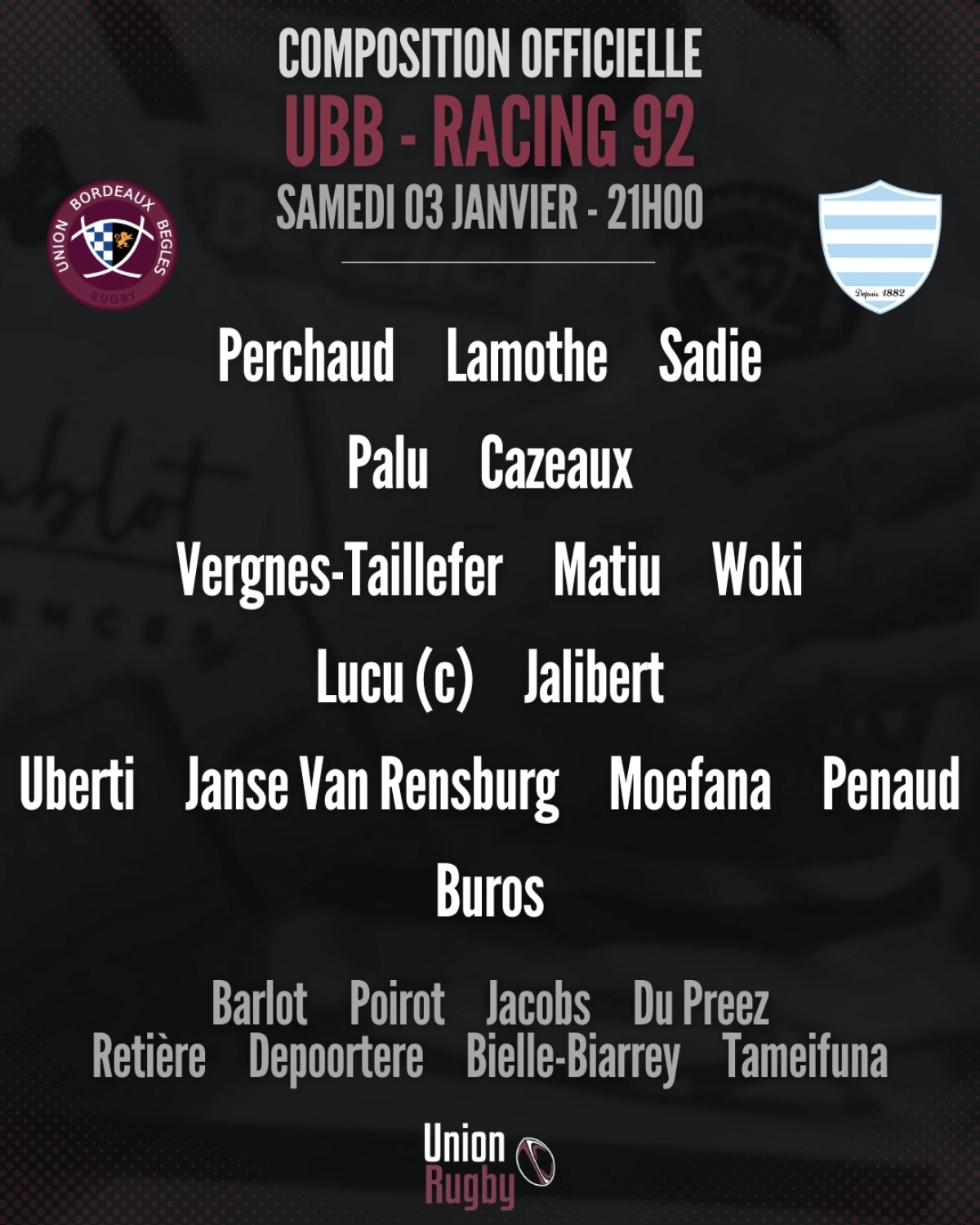 Perpignan - Toulouse : La compo officielle du Stade Toulousain dévoilée pour le match de samedi