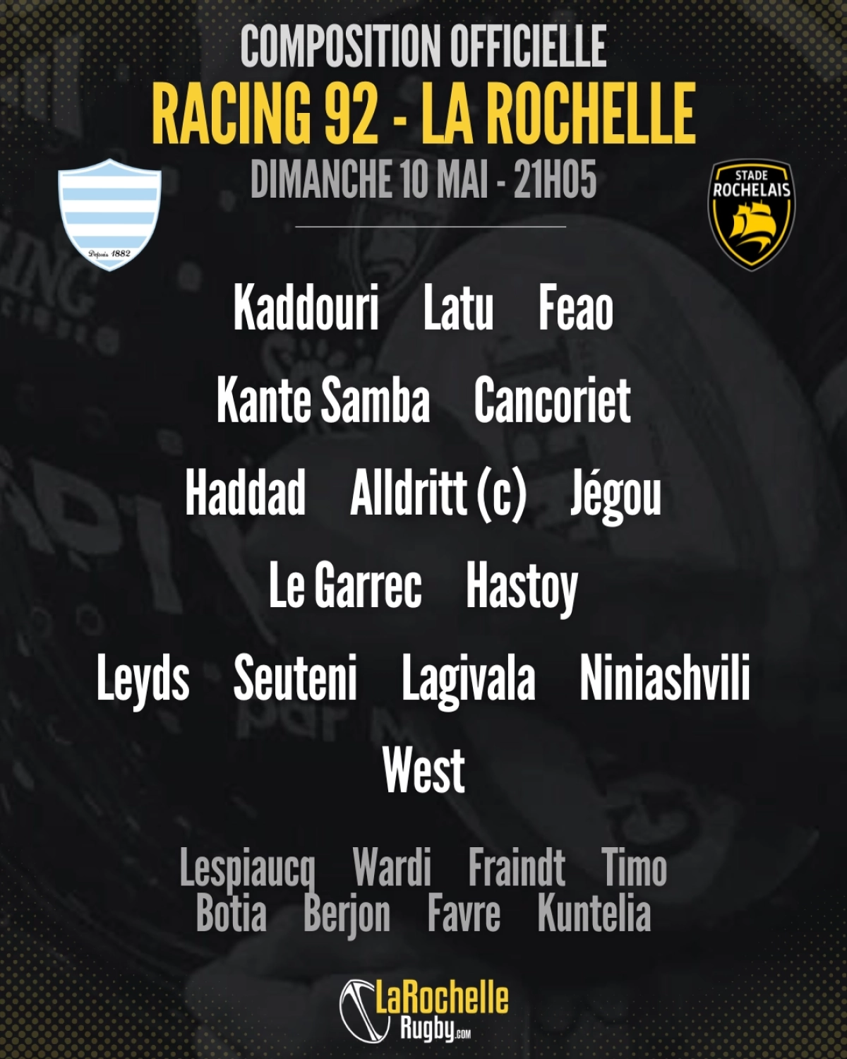 Racing 92 - La Rochelle : La compo officielle du Stade Rochelais dévoilée pour le match de dimanche en Top 14