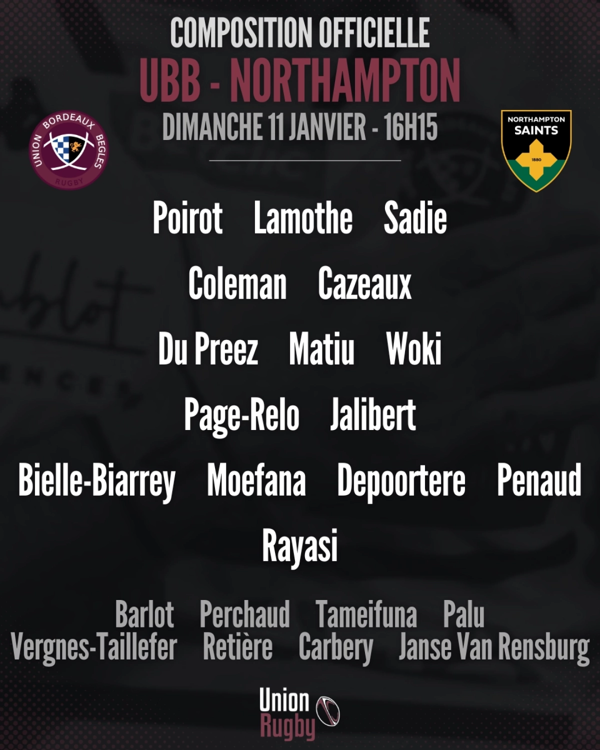 Saracens Toulouse : La compo officielle du Stade Toulousain révélée pour le choc de dimanche en Champions Cup