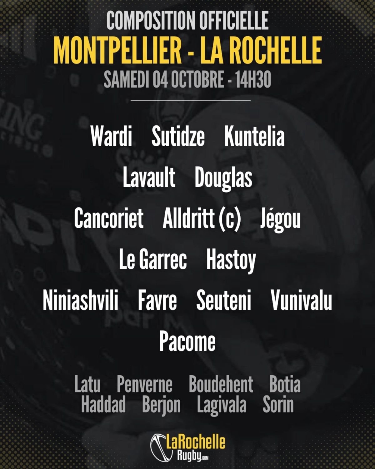 Stade Rochelais : Composition dévoilée pour le match à Montpellier samedi