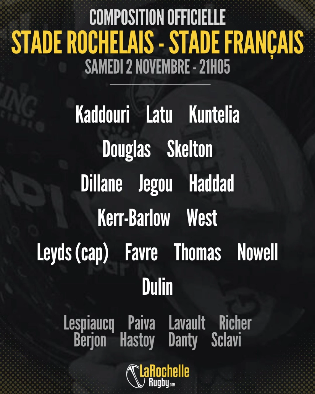 Stade Rochelais Stade Français : Les compositions des deux équipes !