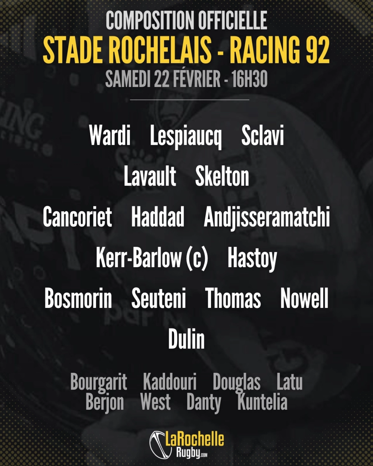 Stade Rochelais vs Racing 92 : Découvrez les compositions pour le match de Top 14