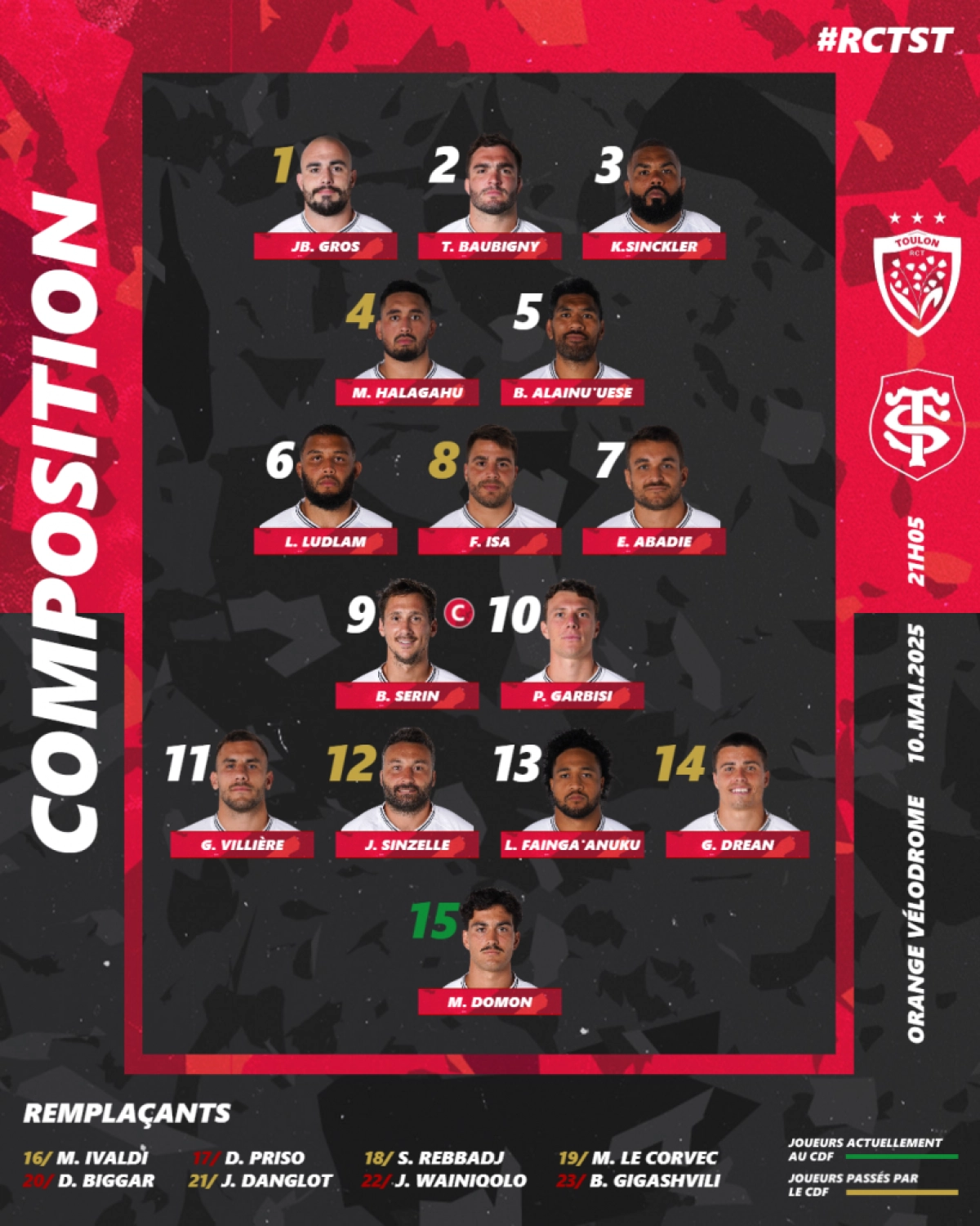 Stade Toulousain : Les compositions d'équipes pour le choc face à Toulon