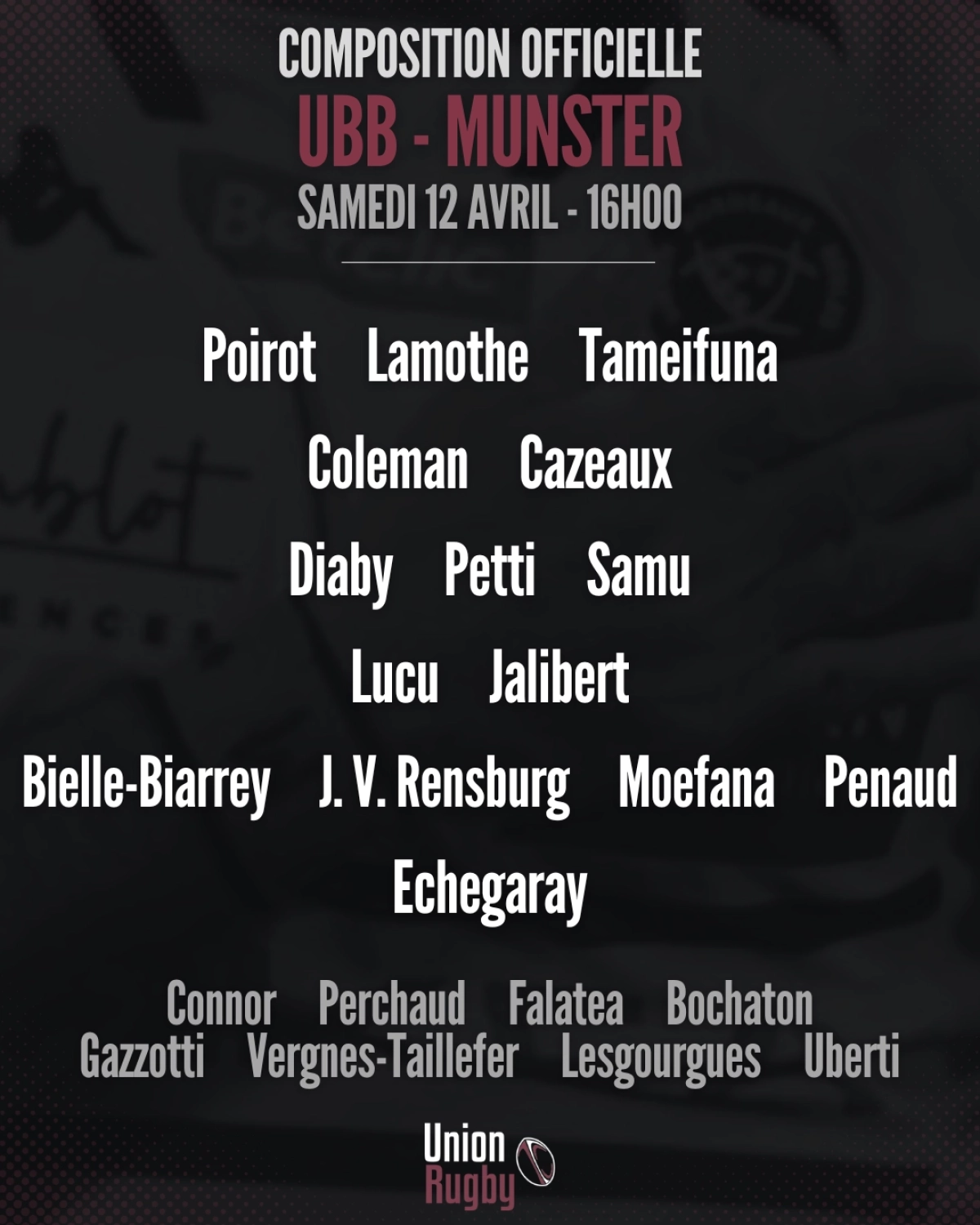 Stade Toulousain : Les compositions d'équipes révélées pour le match crucial face à Toulon