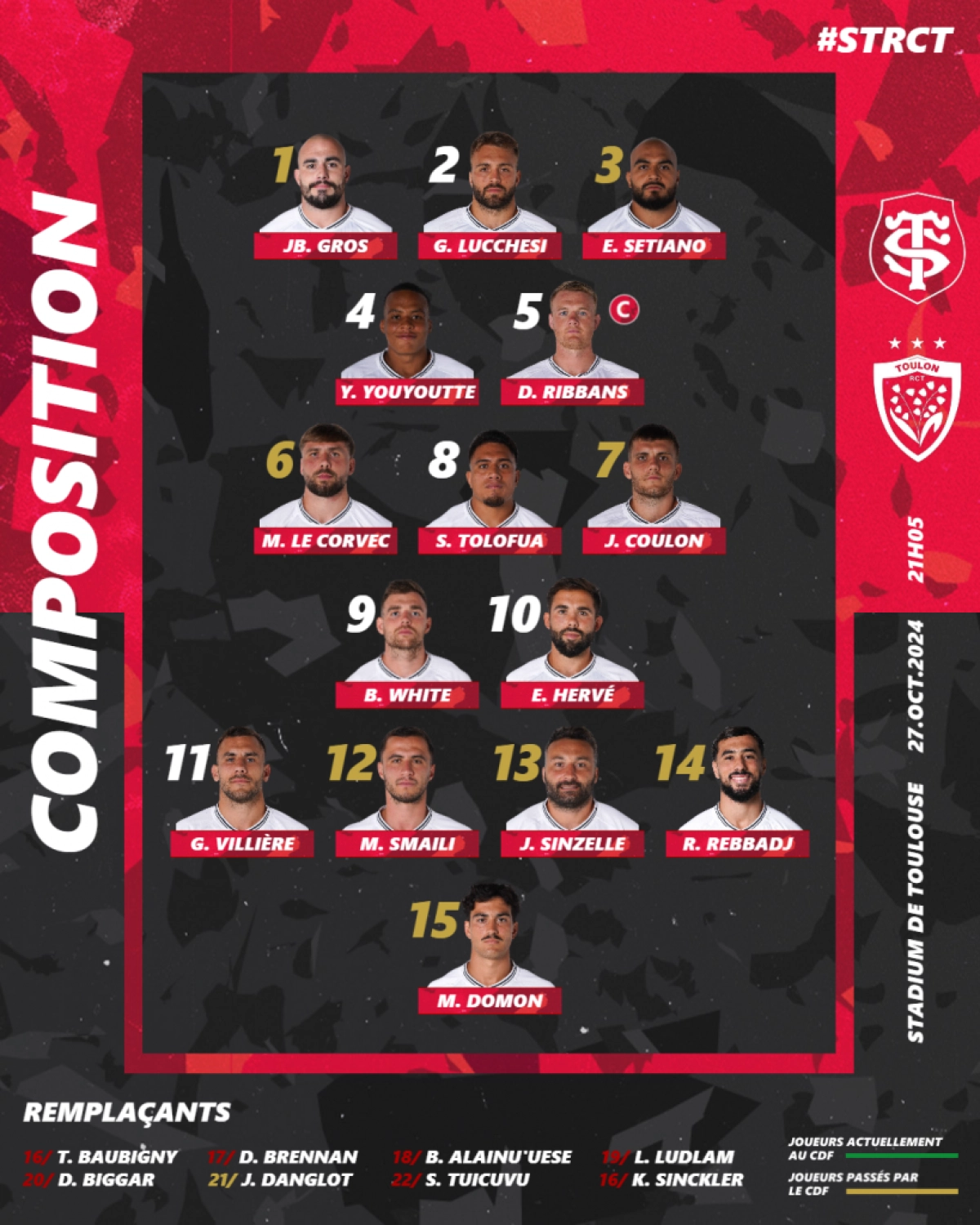 Stade Toulousain Toulon : Les compositions officielles !
