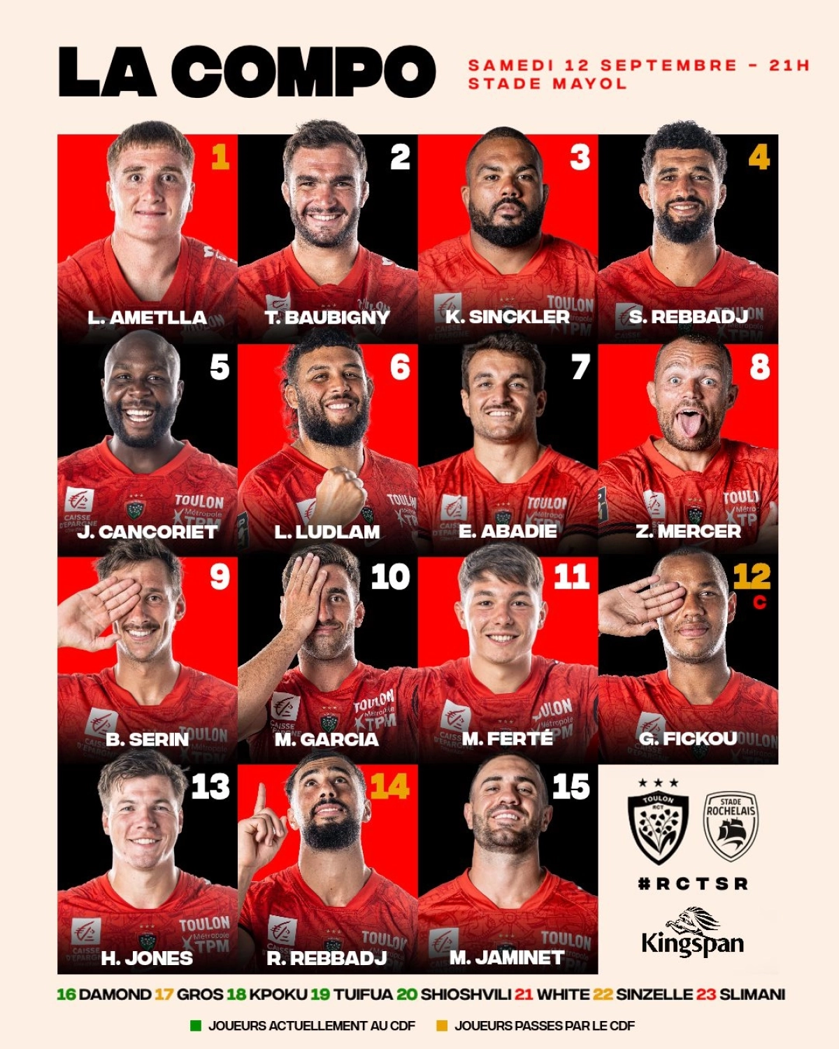 Toulon - La Rochelle : La compo du Stade Rochelais révélée pour le match de samedi en Top 14
