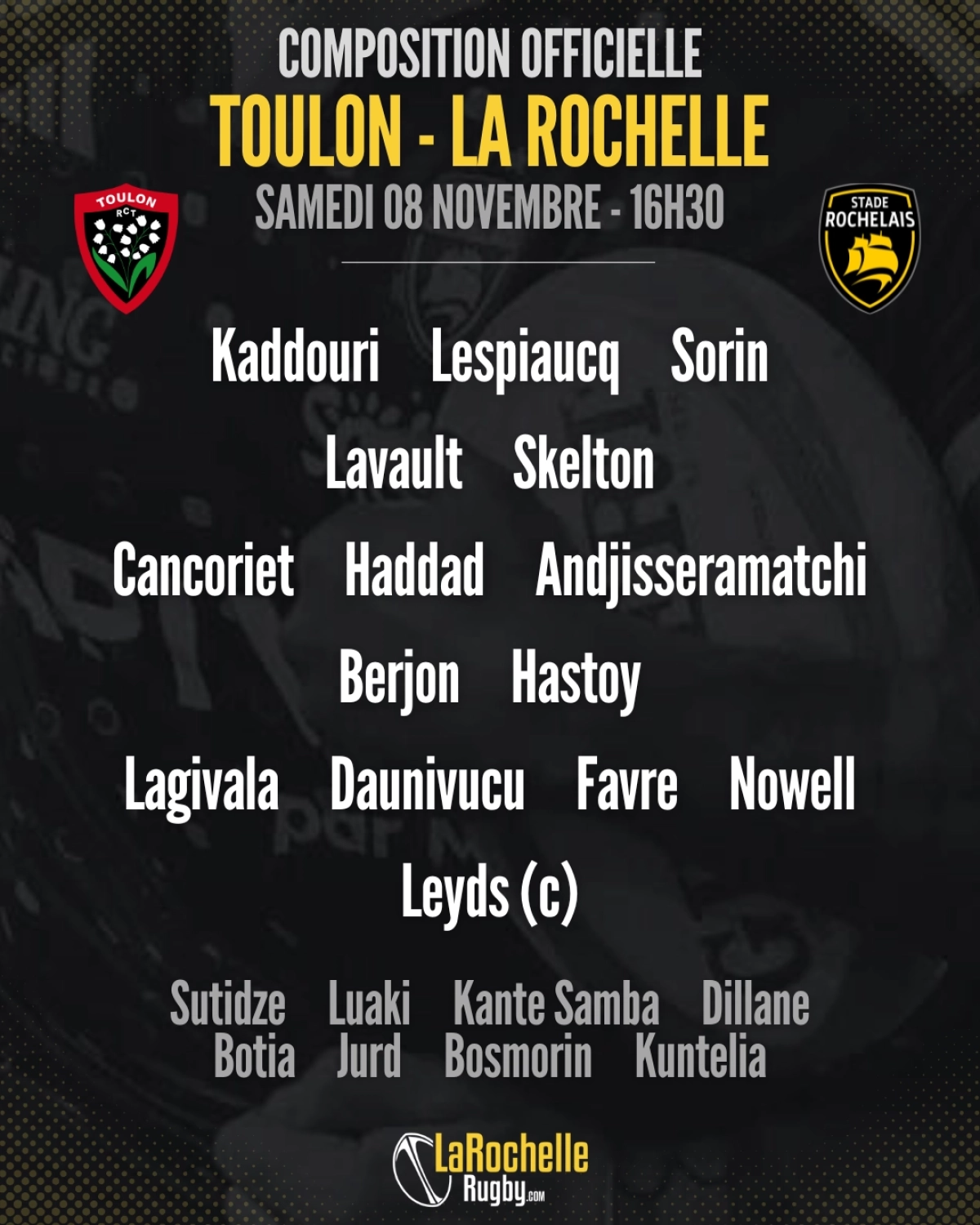 Toulon - La Rochelle : Les compositions d'équipes dévoilées pour le match de samedi soir