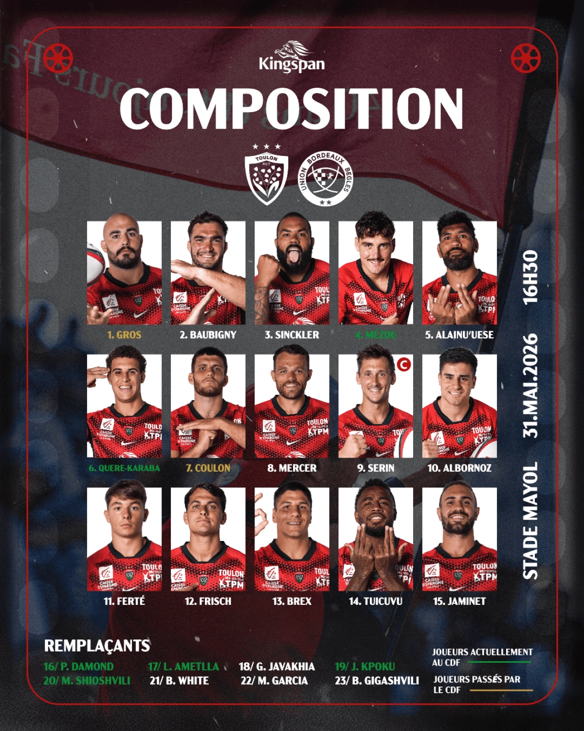 Toulon - UBB : La compo officielle de l'Union Bordeaux-Bègles révélée pour le choc de dimanche en Top 14