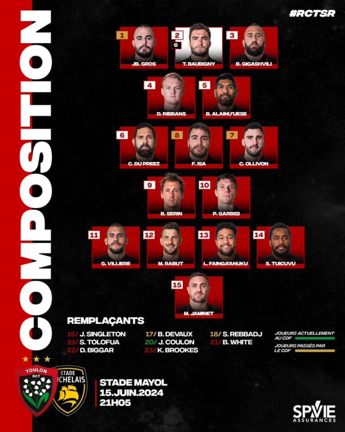 Toulon Stade Rochelais : Les compositions d'équipe !