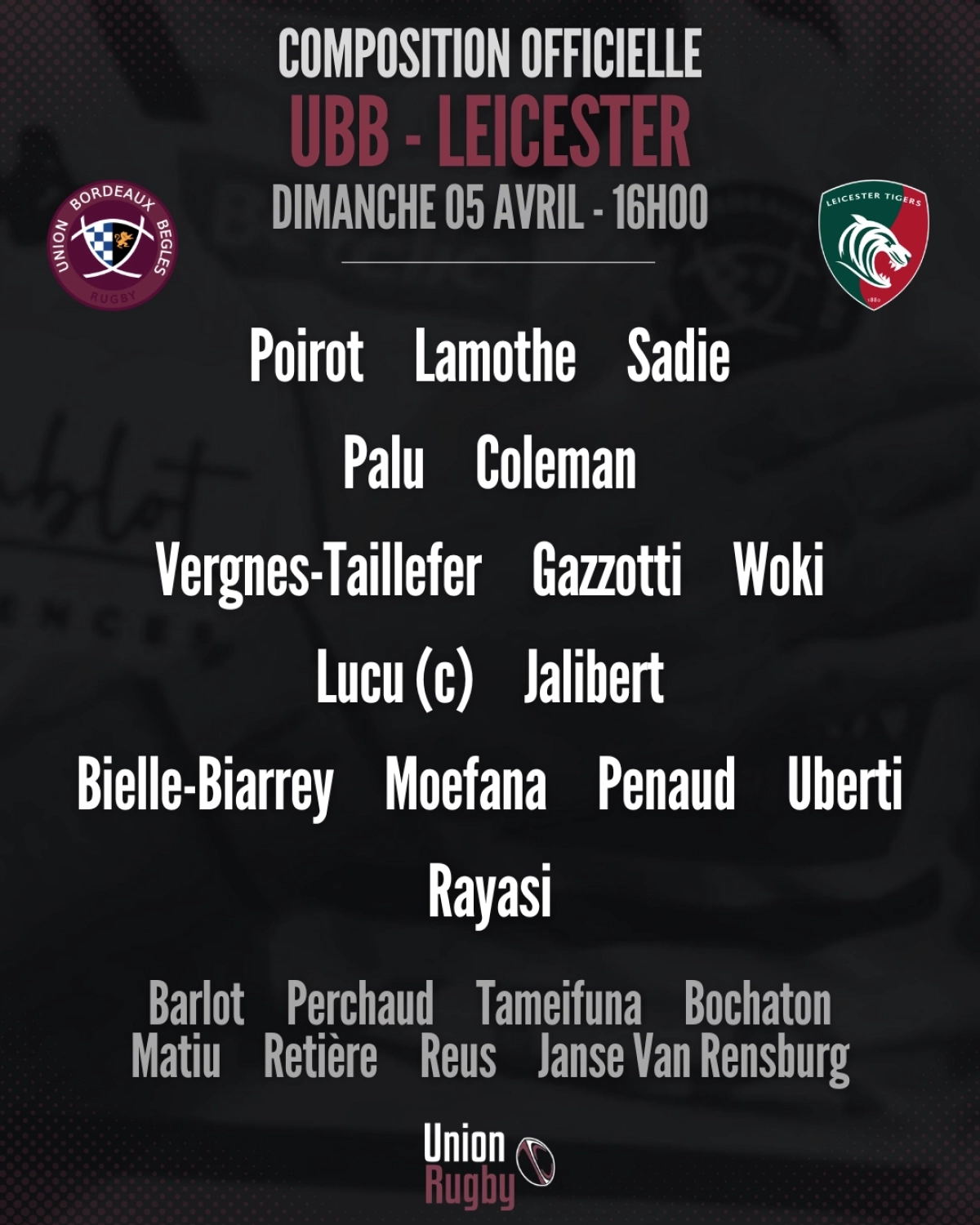 Toulouse - Bristol : La compo officielle du Stade Toulousain révélée pour le match de Champions Cup samedi
