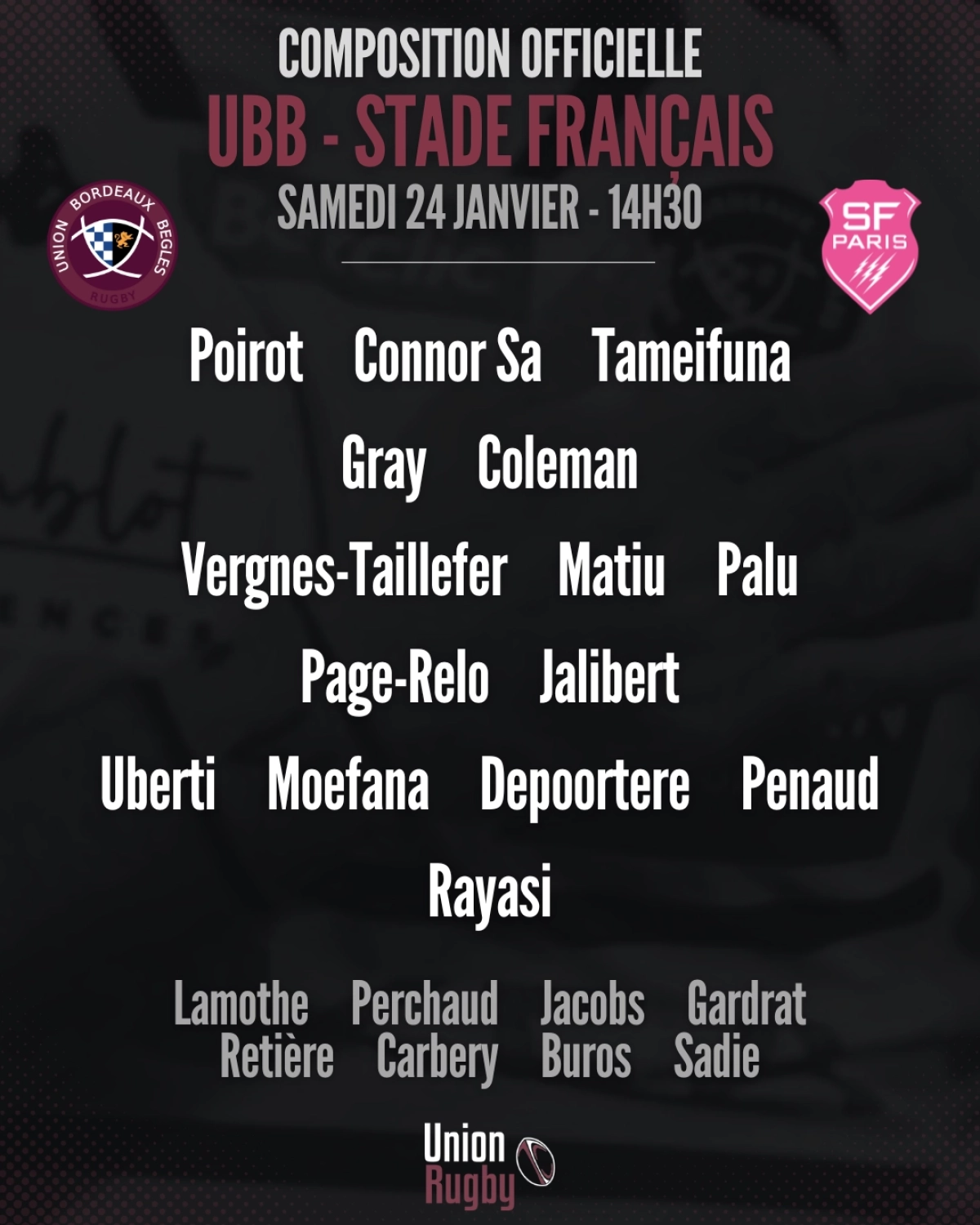 Toulouse - Pau : La compo officielle du Stade Toulousain révélée pour le match de samedi