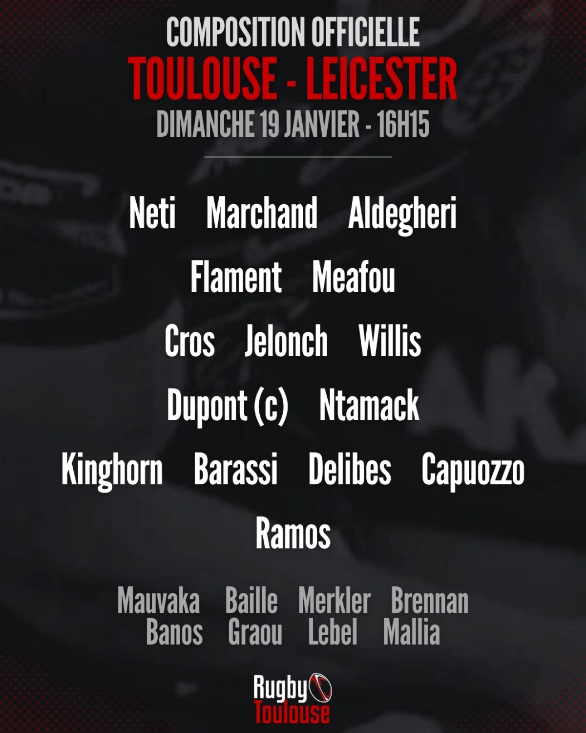 Toulouse vs Leicester : découvrez les compositions pour la Champions Cup