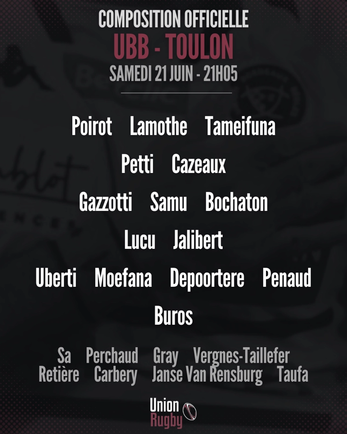 UBB - Toulon : Découvrez les compositions officielles pour la demi-finale de Top 14