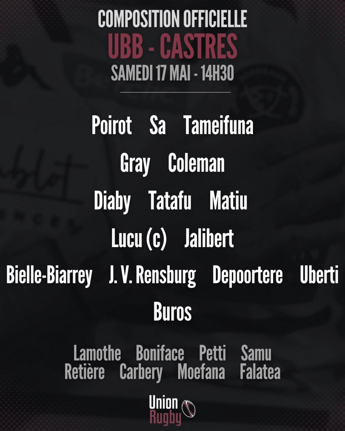 UBB vs Castres : Compositions, heure et chaine de diffusion du match de Top 14