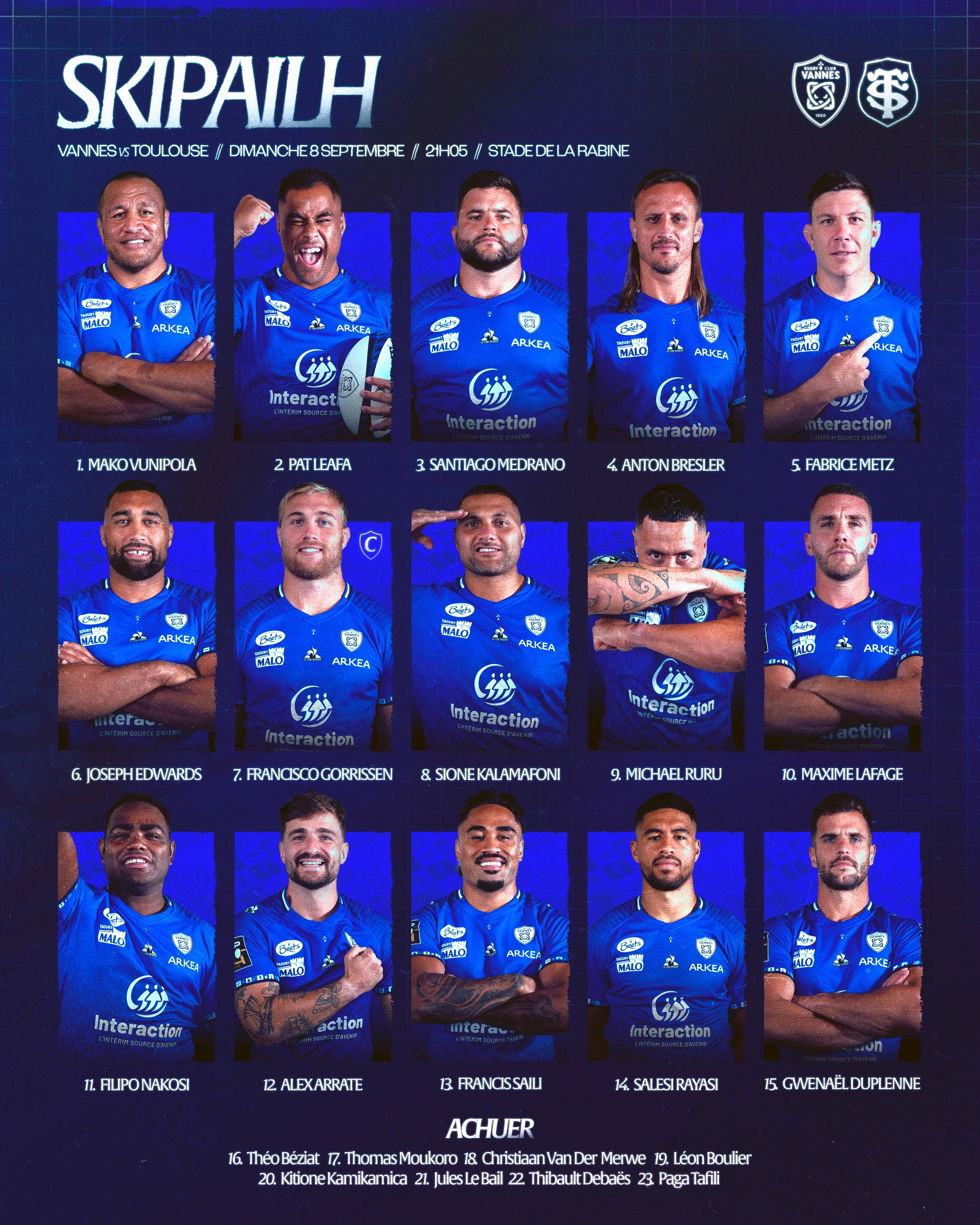 Vannes Stade Toulousain : Les compositions officielles